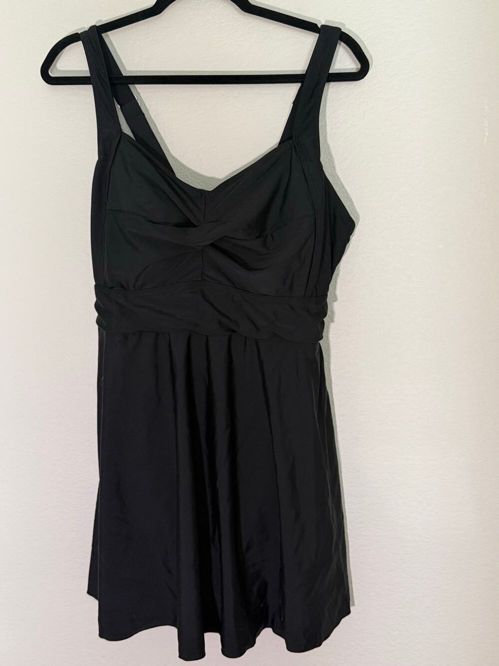 Tempt Me Black Swim Dress One Piece Swimsuit Twist Front Plus Size 18W NWT